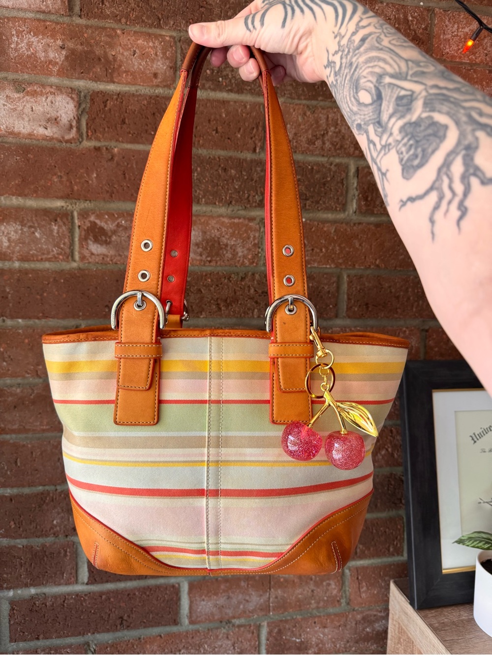 Vintage Coach Hamptons Striped Tote Bag 2003